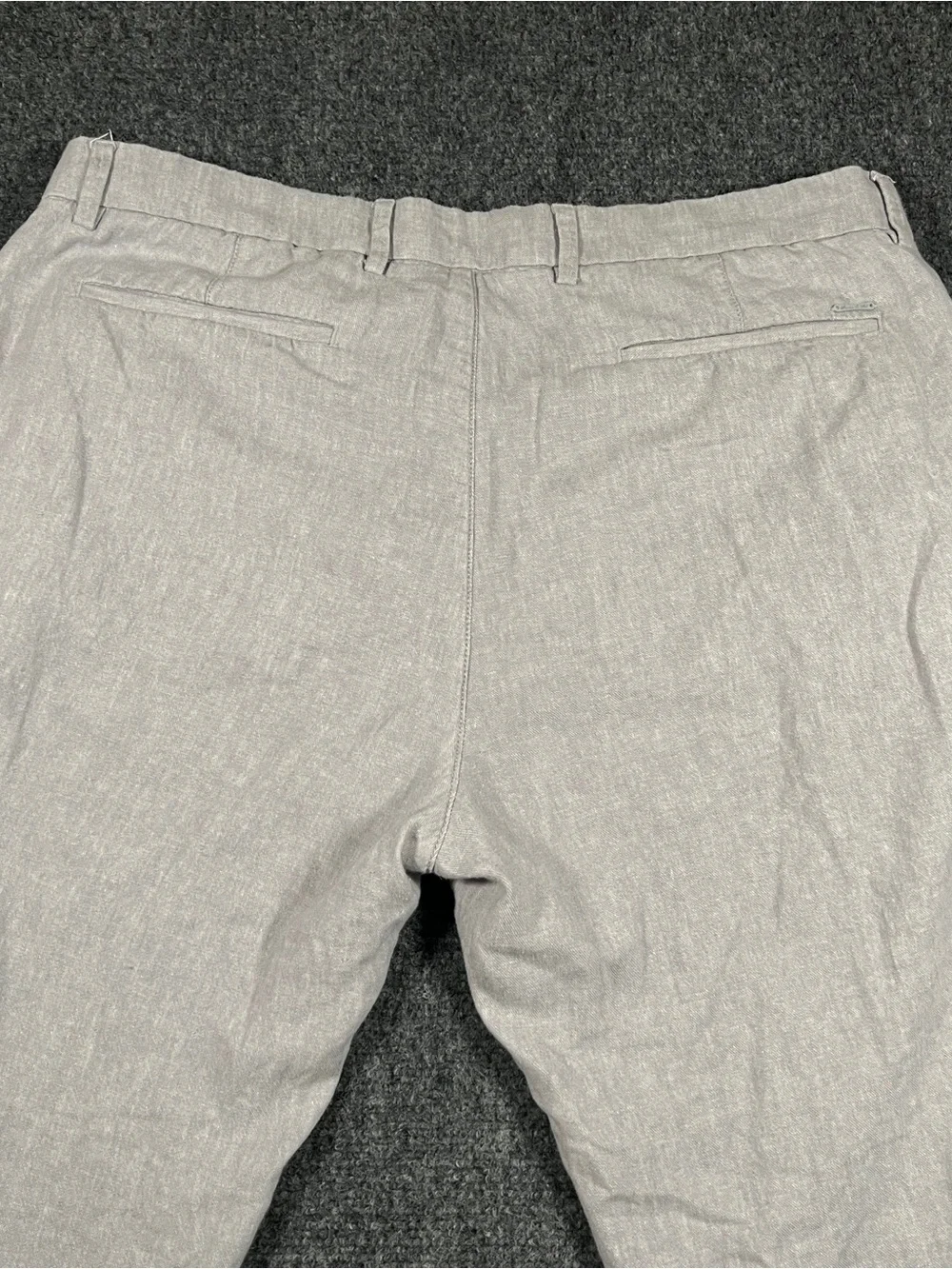 Porter & Ash Mens Linen Blend Pants Chino Beige Drawstring & Button 38x29 Casual